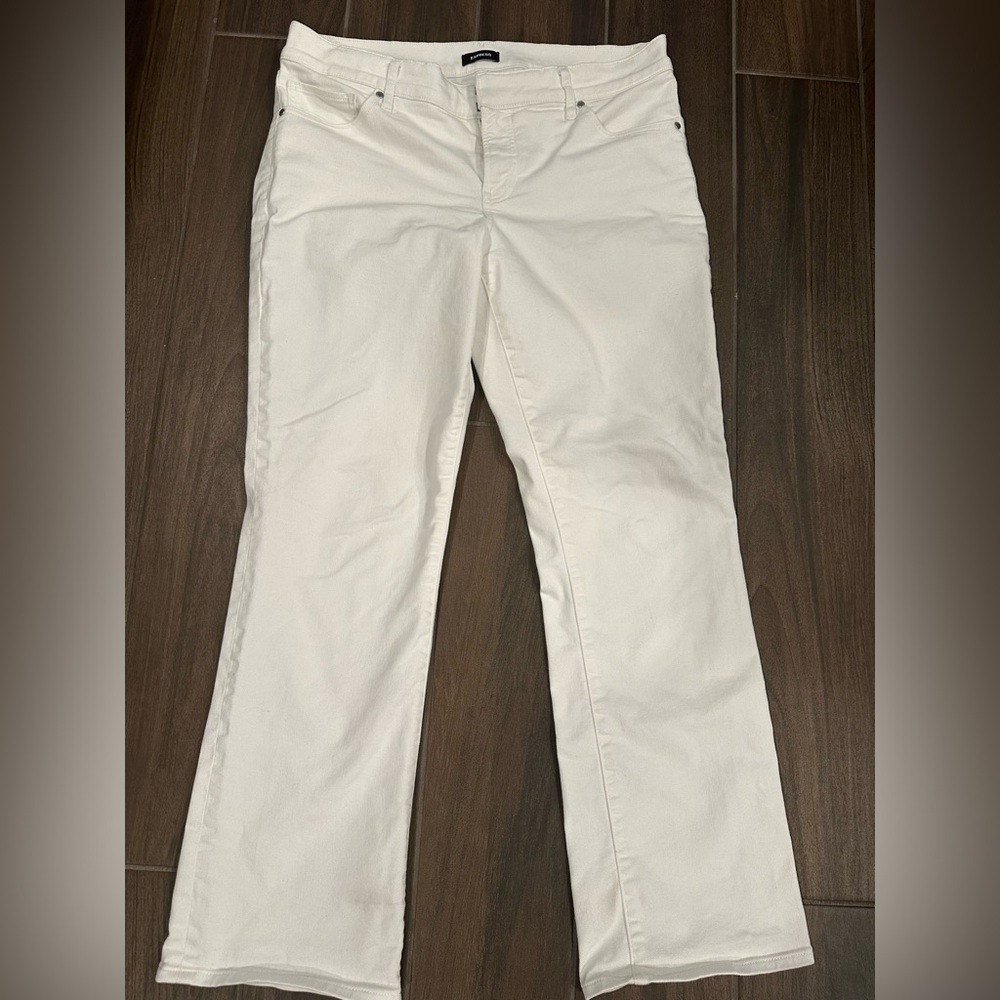Express editor boot low rise white jeans 12S
